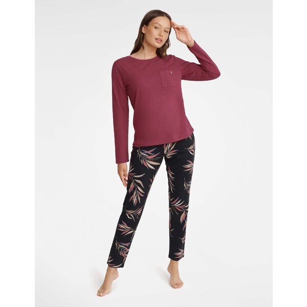 Henderson Ladies Dámske bavlnené pyžamo Garden 40929-83X bordovo 44567415
