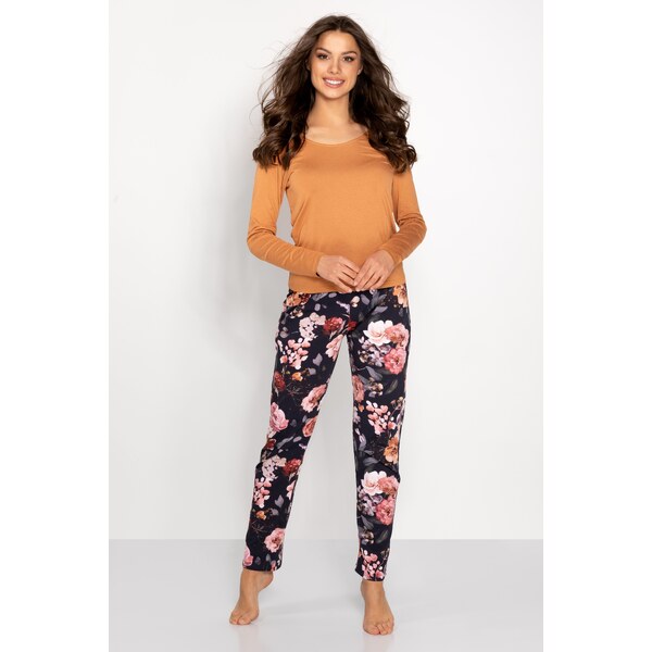 Momenti Per Me Luxusné dámske pyžamo kvetované Marie, Farba Carmel 46342433