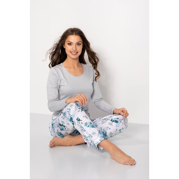 Momenti Per Me Luxusné dámske pyžamo kvetované Lovely Day, Farba Aqua 50123659