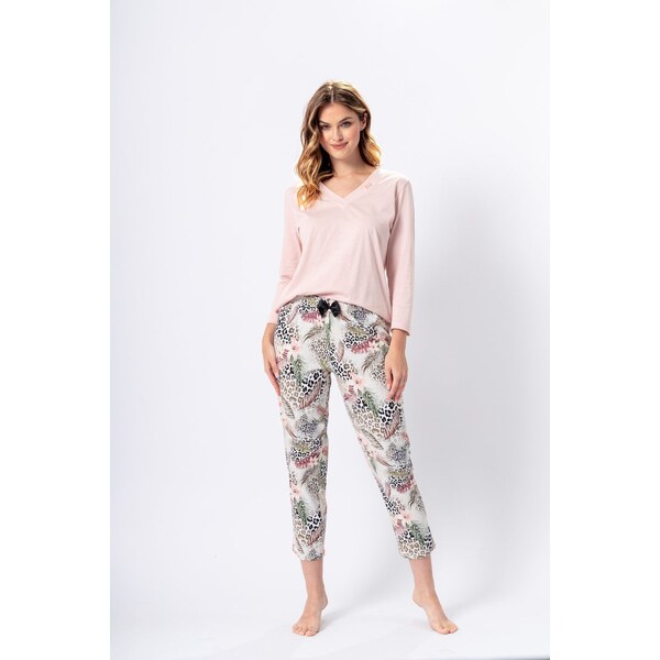 M-Max Dámske bavlnené pyžamo Cecylia 1345, Farba svetloružová 51014944
