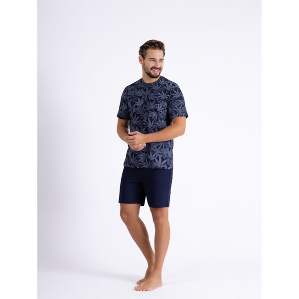 M-Max Pánske bavlnené pyžamo krátke Max 1463 tmavomodré, Farba 57278005