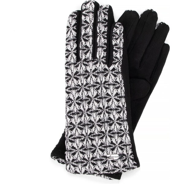 Wittchen Dámske rukavice houndstooth s logom, čierno-biele 39-6P-030-1 66781556