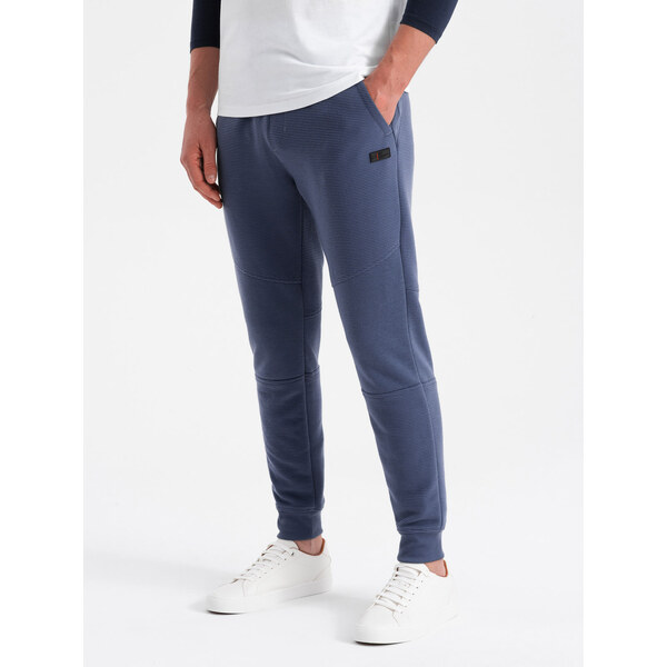 Ombre Mens sweatpants with ottoman fabric inserts - dark blue 50618799