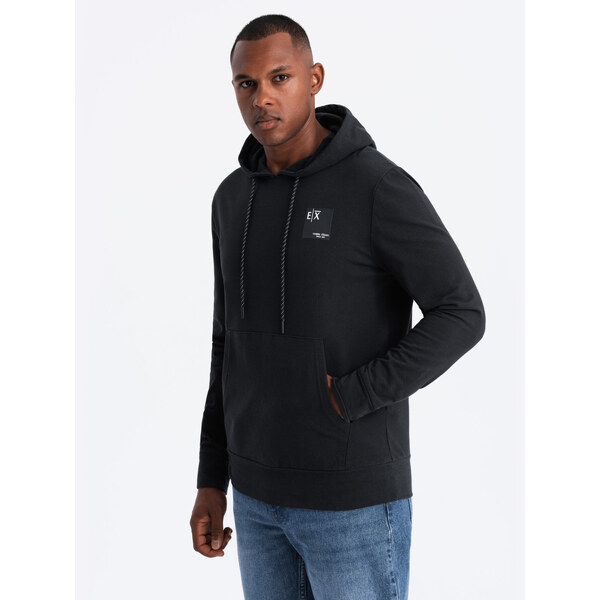 Ombre Mens hooded kangaroo sweatshirt with logo - black 64782407