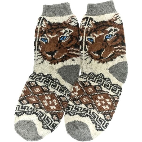 JOHN-C Pánske hrubé vlnené sivé ponožky TIGER 59075073