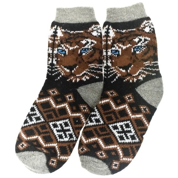 JOHN-C Pánske hrubé vlnené čierne ponožky TIGER 59075074