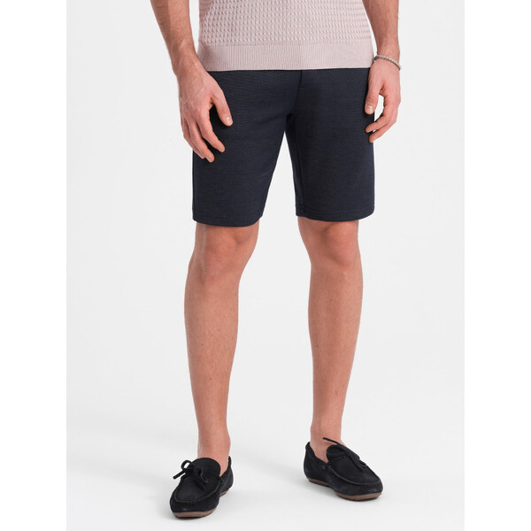 Ombre Mens structured knit shorts with chino pockets - navy blue 52492682