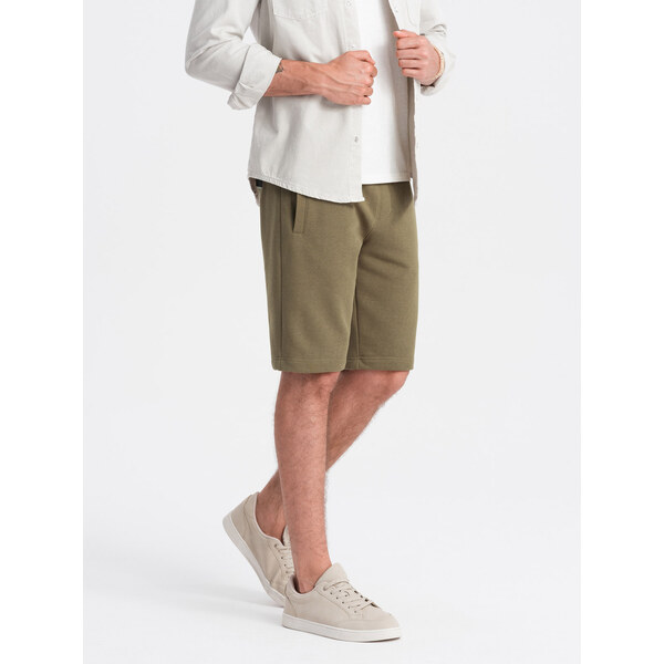 Ombre Mens pre-knee BASIC sweat shorts - olive 64780202