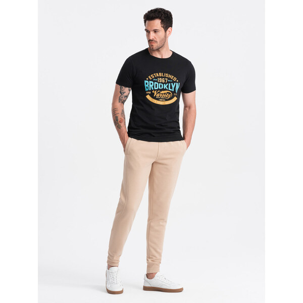 Ombre Mens BASIC cotton jogger sweatpants - beige 57779699