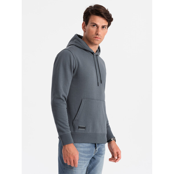 Ombre BASIC mens cotton kangaroo hooded sweatshirt - graphite 57779838
