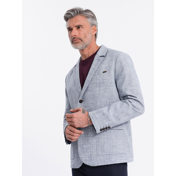Ombre Mens REGULAR cut jacket with linen - light blue 57754470