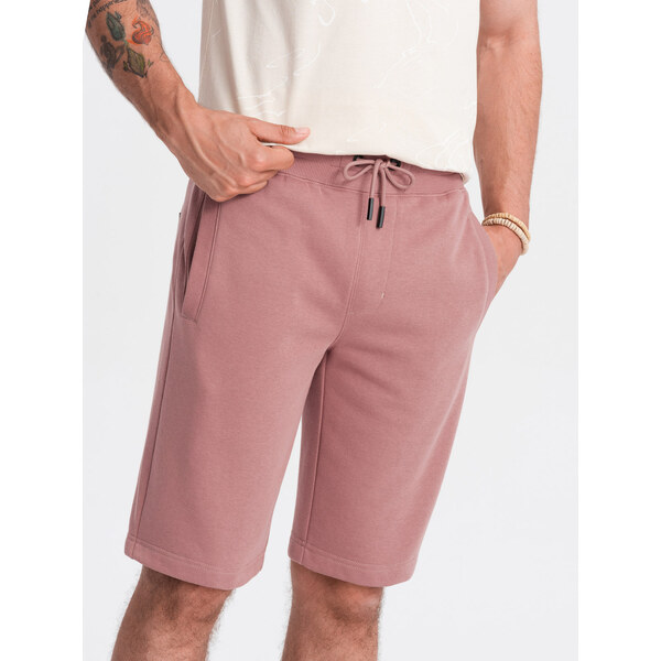 Ombre Mens pre-knee BASIC sweat shorts - dark pink 64780193