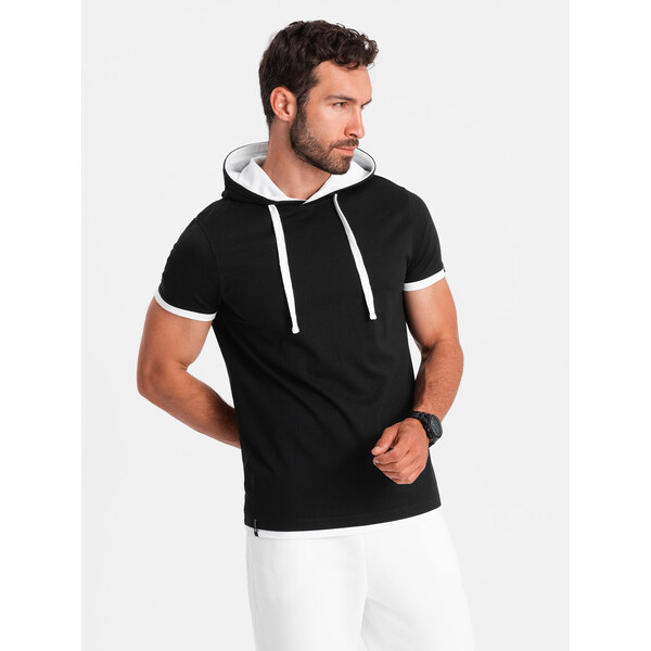 Ombre Casual mens cotton hooded t-shirt - black 67099634
