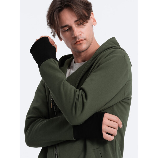Ombre Asymmetrical mens sweatshirt with a spacious hood NANTES 65485693