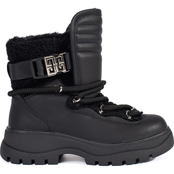 BASIC Čierne dámske snehule s kožušinou na hrubej podrážke JJ80B 59080321