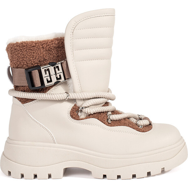 BASIC Smotanové dámske snehule s kožušinou na hrubej podrážke JJ80C 59080317