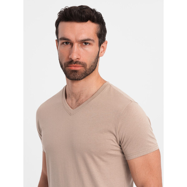 Ombre Mens BASIC classic cotton T-shirt with a v-neck - ash 66374566