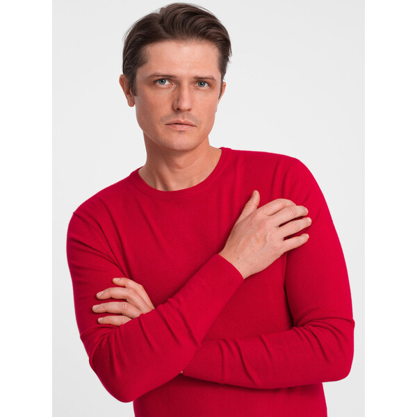 Ombre Classic mens sweater with round neckline - red 50598663