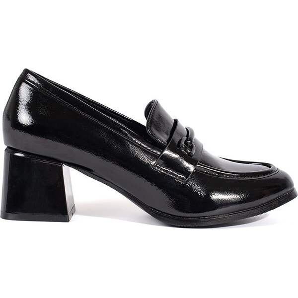 Goodin Čierne dámske poltopánky loafersy na podpätku GD-FL473B 59096315