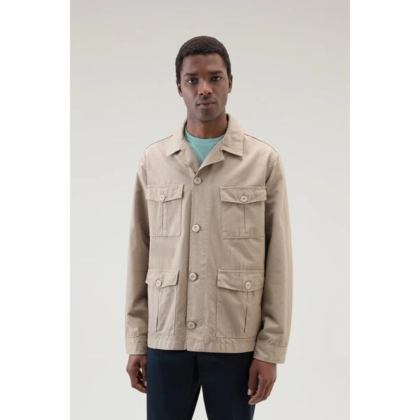 BUNDA WOOLRICH COTTON LINEN SAFARI OVERSHIRT 59098695