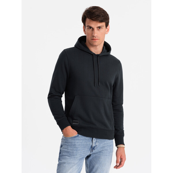 Ombre Mens BASIC cotton kangaroo hooded sweatshirt - black 57025736