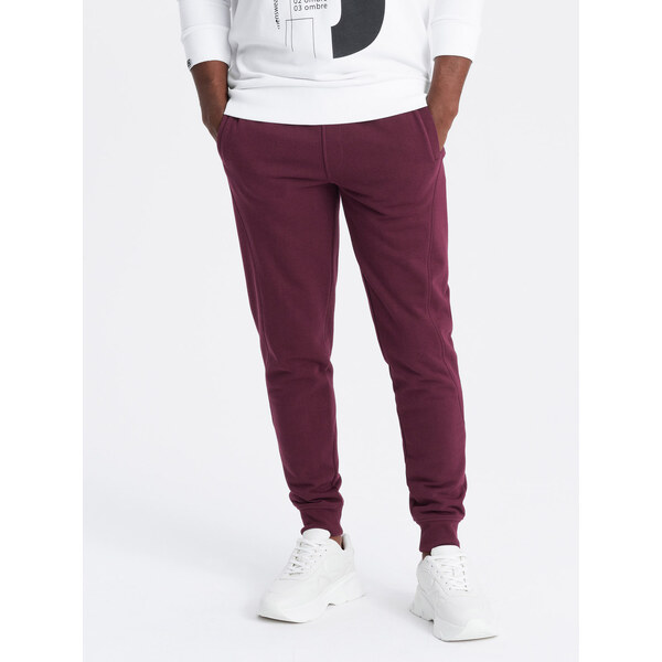 Ombre Mens BASIC cotton jogger sweatpants - maroon 57779698