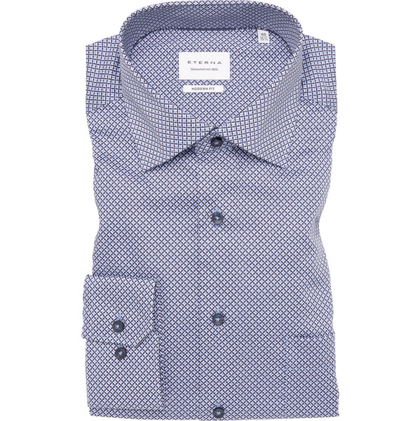 ETERNA Modern fit modrá károvaná košeľa s potlačou Non Iron 66631413