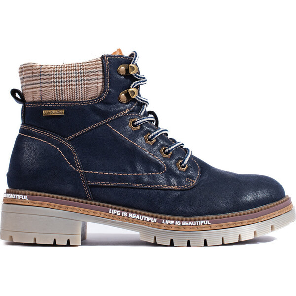 Goodin Tmavomodré dámske workery s károvanou vsadkou GD-TL30BL 48618317