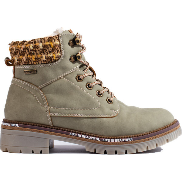 Goodin Khaki dámske traperky s pletenou vsadkou GD-TL30LT.GR 48618319