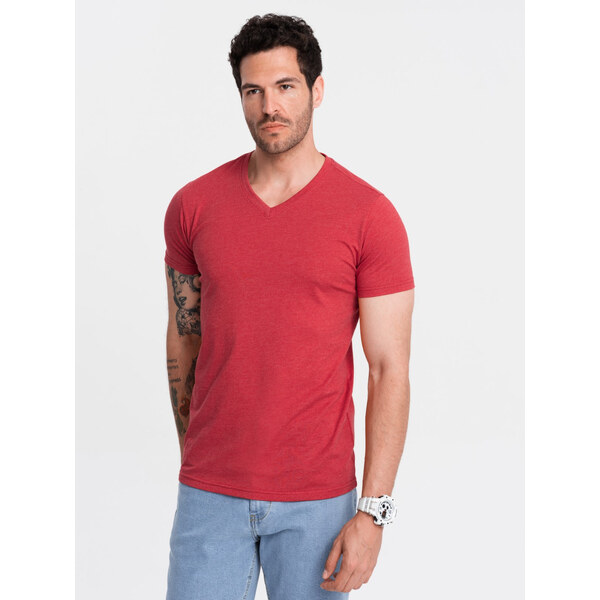 Ombre BASIC mens classic cotton tee-shirt with a crew neckline - red 57778475