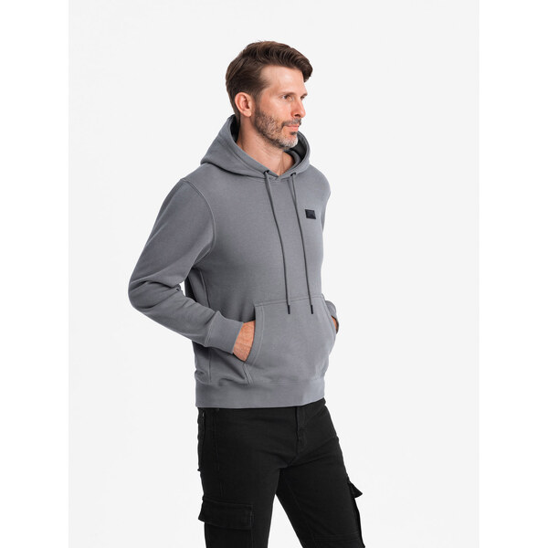 Ombre Mens kangaroo sweatshirt with hood and metal pin - grey 58149400