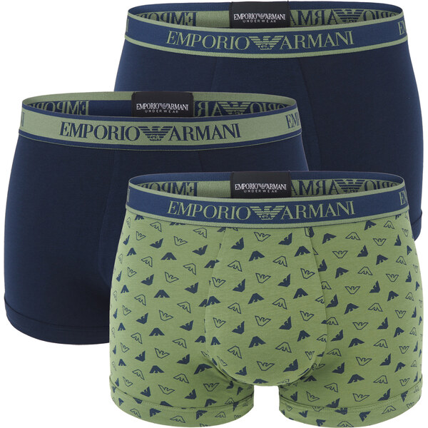 EMPORIO ARMANI - boxerky 3PACK stretch cotton st. oliva & marin logo 59110489