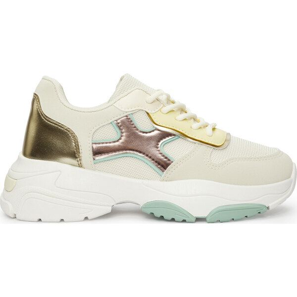 SHELOVET Smotanové sneakersy s lesklými detailmi BL378GO 66148587