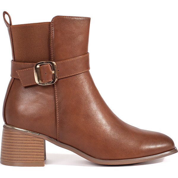 SHELOVET Hnedé dámske členkové topánky na stĺpikovom podpätku s 66148897