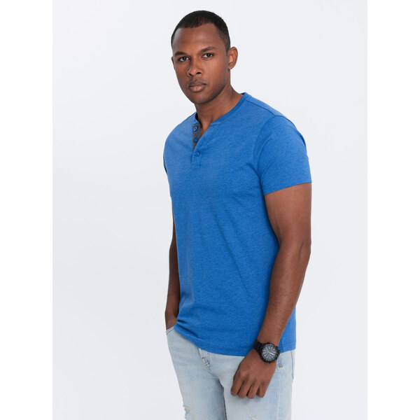 Ombre Mens t-shirt with round henley neckline - blue 57778470