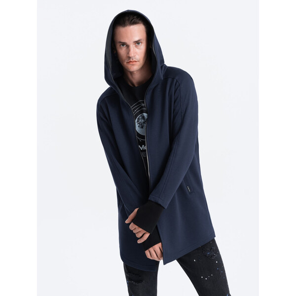Ombre Longer mens unbuttoned sweatshirt with spacious hood PRAGA 50597074