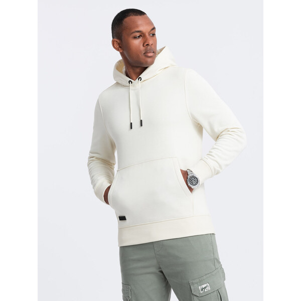 Ombre Mens BASIC cotton kangaroo hooded sweatshirt - cream 57779837