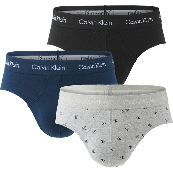 Calvin Klein - slipy 3PACK cotton stretch CK logo black & stone - 59258805