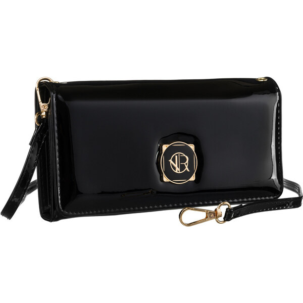 Čierna elegantná kabelka 2v1 z lakovanej ekologickej kože - Rovicky 66065870