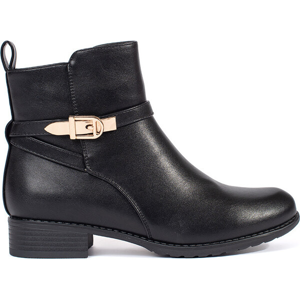 SHELOVET Čierne členkové dámske topánky na nízkom podpätku s ozdobným 66148861