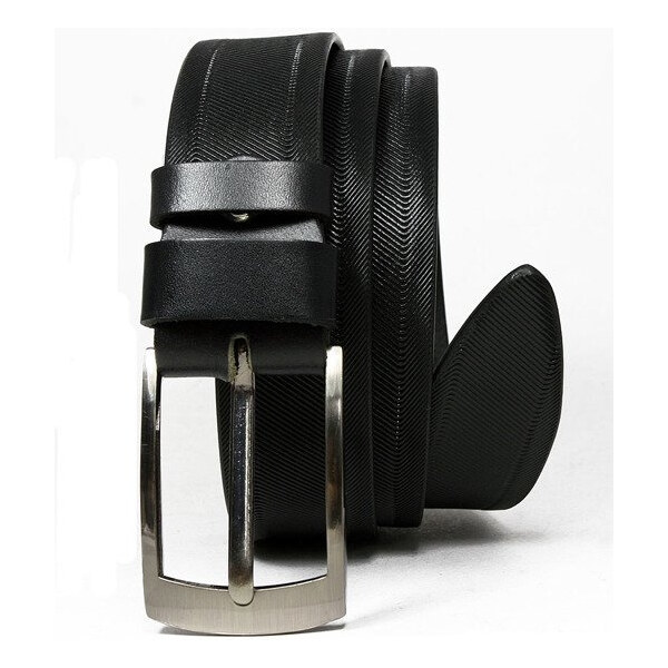 Pánsky kožený opasok so štýlovým motívom drážky - Rovicky 58385175