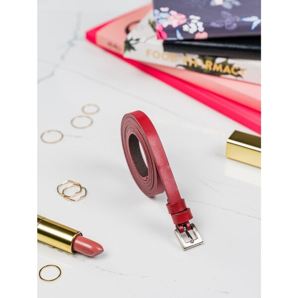 No Brand Klasický, úzky dámsky opasok so striebornou kovovou prackou 58385235