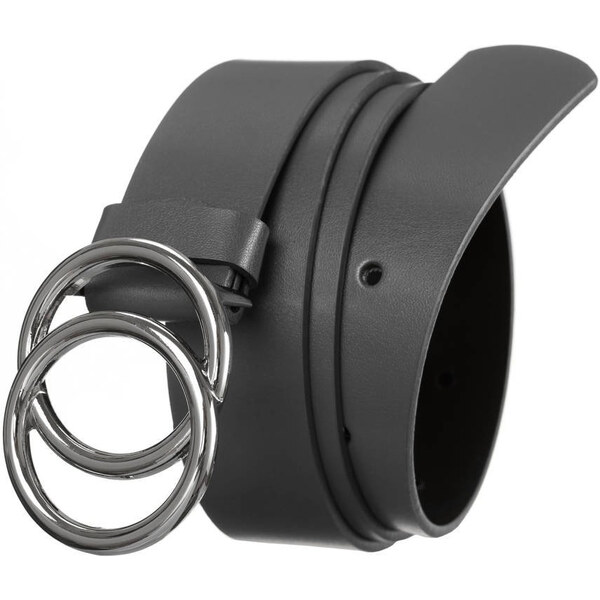 Dámsky opasok z hladkej kože so striebornou dvojitou prackou - Rovicky 58385395