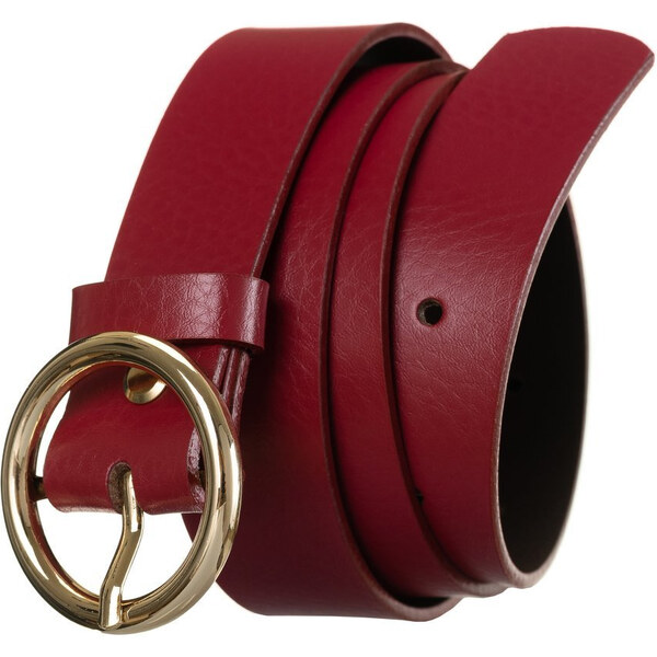 Lesklý, kožený dámsky opasok so zlatou, okrúhlou prackou - Rovicky 58385390