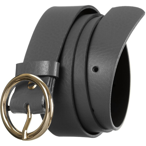 Lesklý, kožený dámsky opasok so zlatou, okrúhlou prackou - Rovicky 58385392