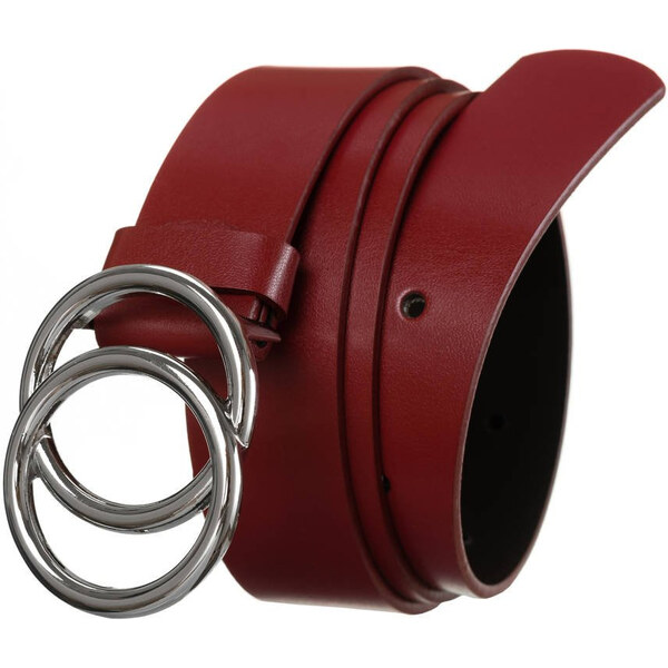 Dámsky opasok z hladkej kože so striebornou dvojitou prackou - Rovicky 58385394