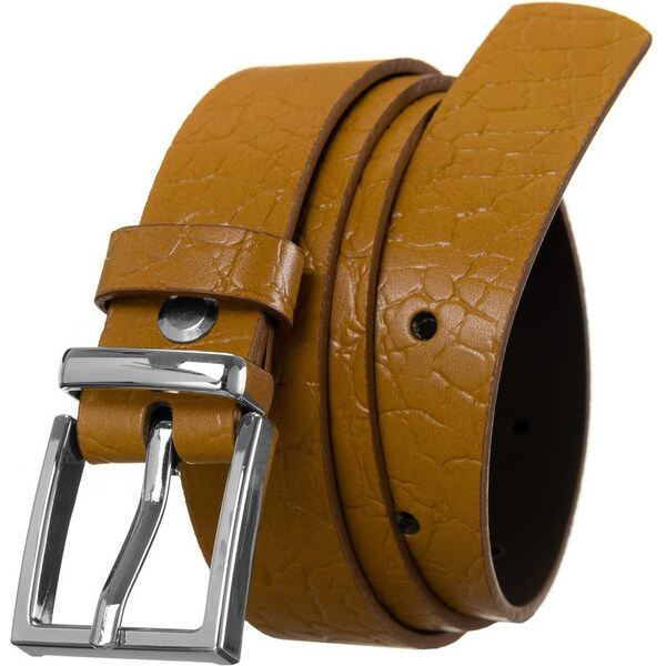 Zaujímavý dámsky kožený opasok so striebornou prackou, zvierací motív 58385382