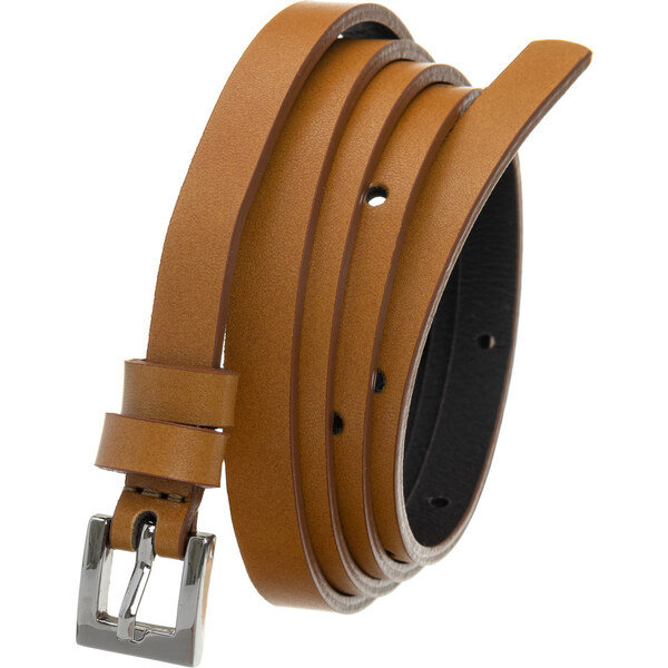 No Brand Klasický, úzky dámsky opasok so striebornou kovovou prackou 58385493