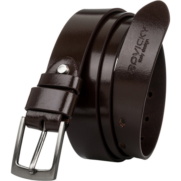 Pánsky opasok z leštenej prírodnej lícovej kože - Rovicky 58385455