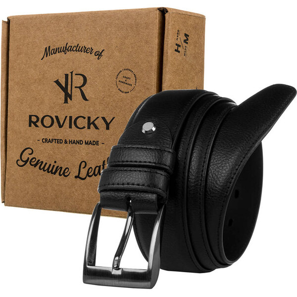 Pánsky kožený opasok s tradičnou striebornou prackou - Rovicky 58385570